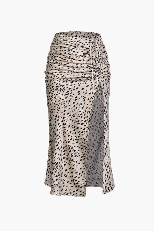 Leoparlı Yırtmaçlı Etek