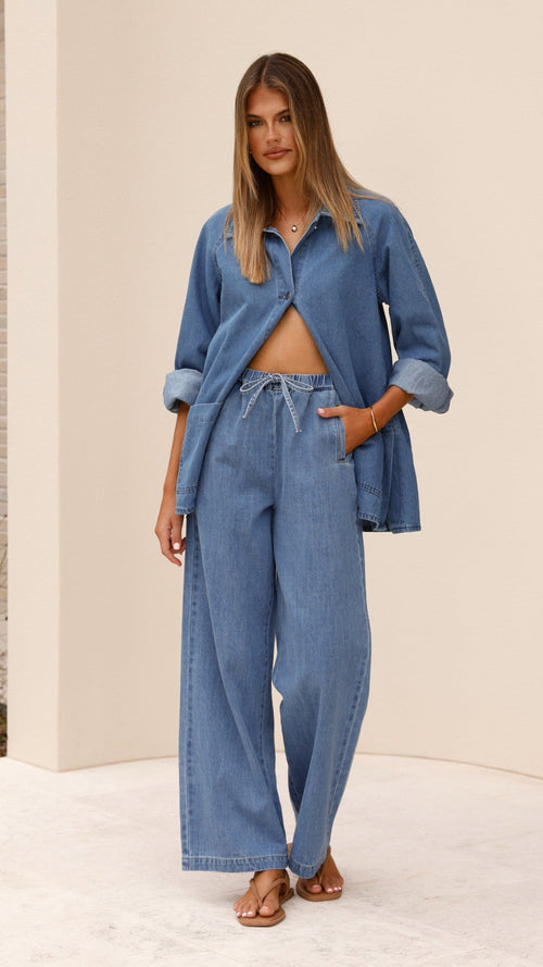 Darby Pant - Mid Blue Denim - Billy J
