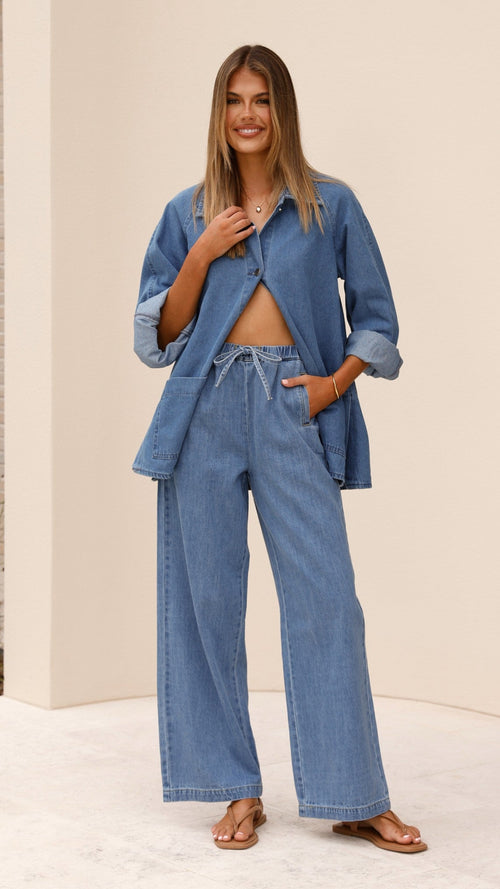 Darby Pant - Mid Blue Denim - Billy J