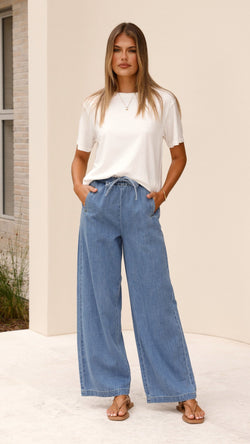Darby Pant - Mid Blue Denim - Billy J