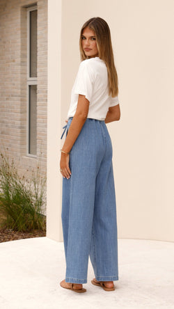 Darby Pant - Mid Blue Denim - Billy J