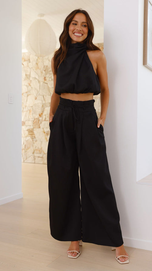 Melinda High Waist Pants - Black - Billy J