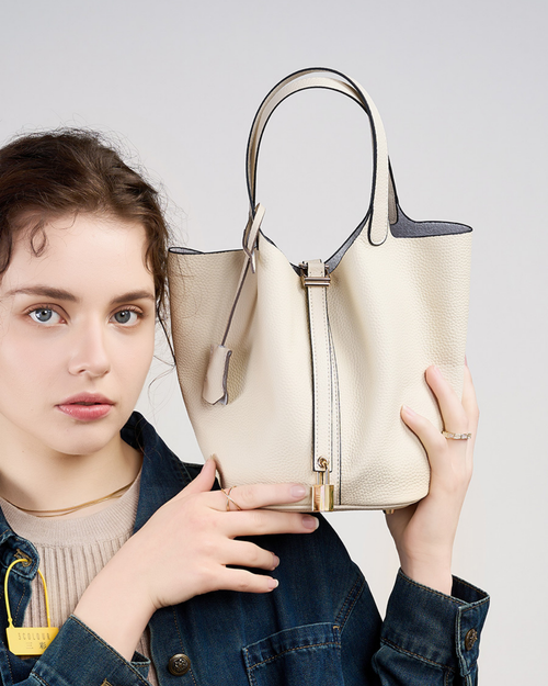 Nura Hakiki Deri Çanta – Şık & Kompakt Bucket Bag