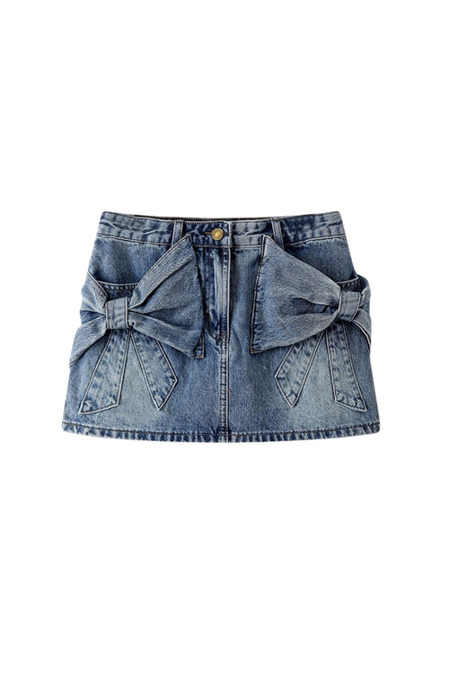 Fiyonk Detaylı Denim Etek