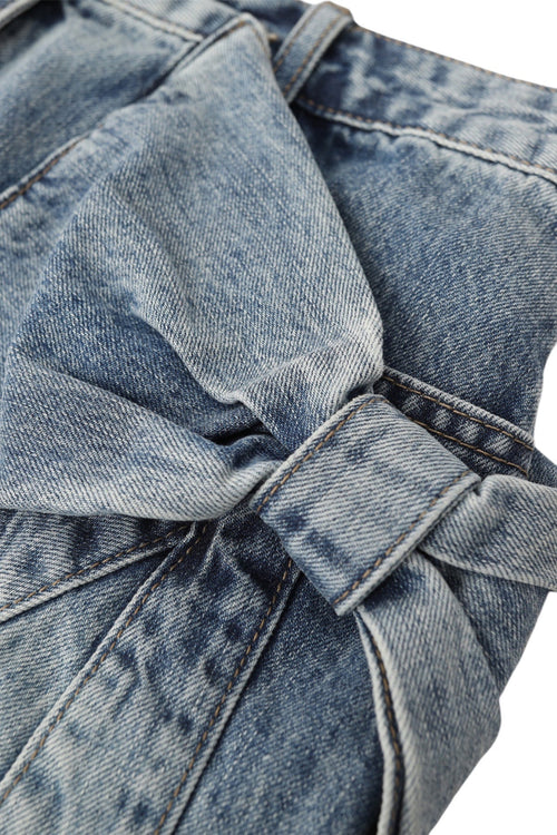 Fiyonk Detaylı Denim Etek