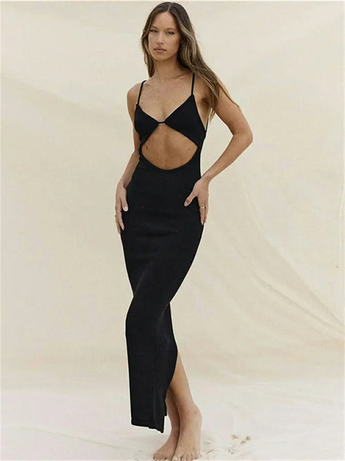Amelia Askılı Cutout Yırtmaçlı Elbise