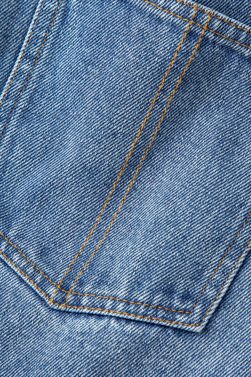Denim Patchwork İki Renkli Düz Paça Kot