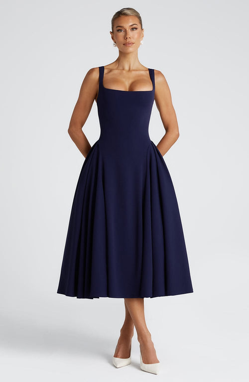 Betty Midi Dress - Navy Dress Babyboo Fashion Premium Exclusive Design