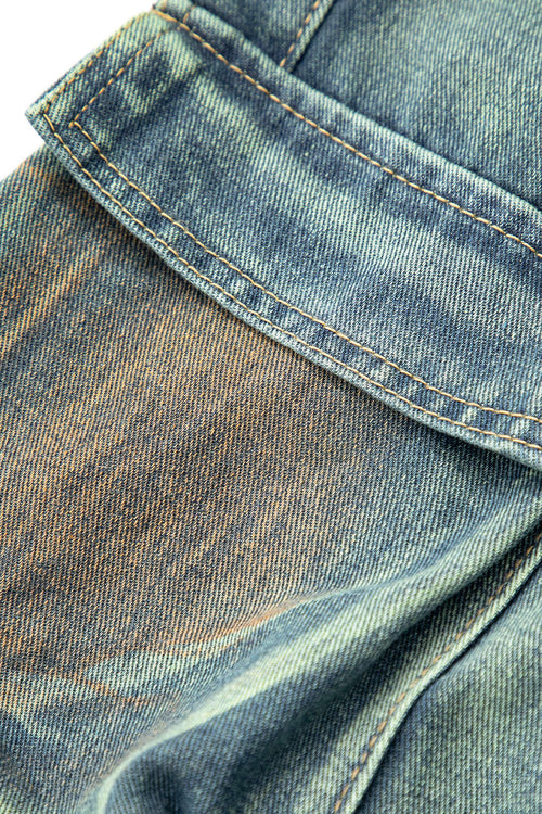 Lekeli Cepli Düz Paça Kargo Jean