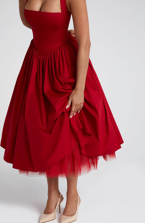Cressida Midi Dress - Red Dress Babyboo Fashion Premium Exclusive Design