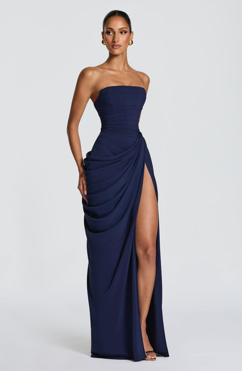 Cyra Maxi Dress - Navy Dress Babyboo Fashion Premium Exclusive Design