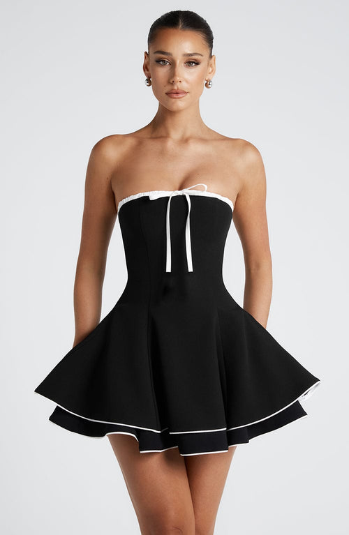 Juno Mini Dress - Black/White Dress Babyboo Fashion Premium Exclusive Design