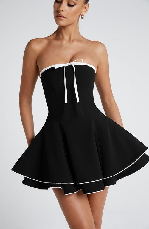 Juno Mini Dress - Black/White Dress Babyboo Fashion Premium Exclusive Design