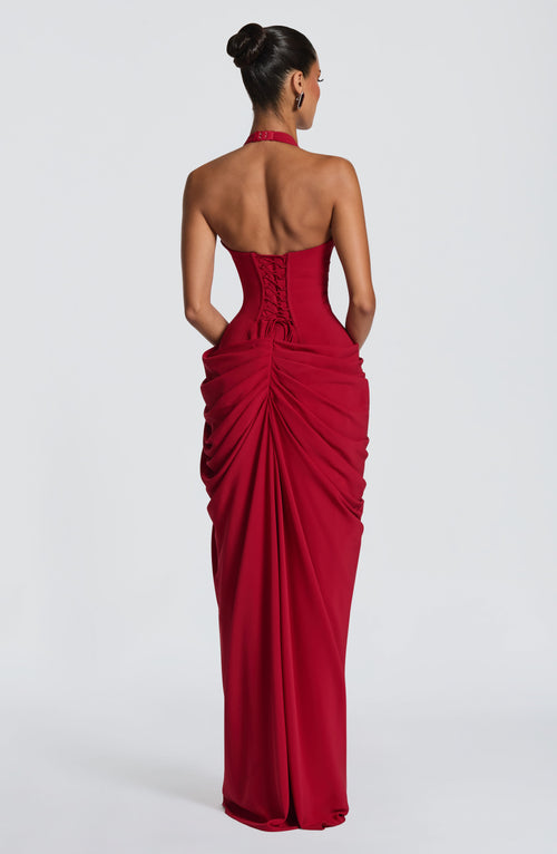 Minette Maxi Dress - Deep Red Dress Babyboo Fashion Premium Exclusive Design