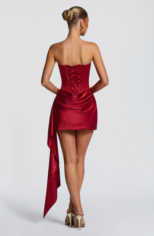 Mona Mini Dress - Deep Red Dress Babyboo Fashion Premium Exclusive Design