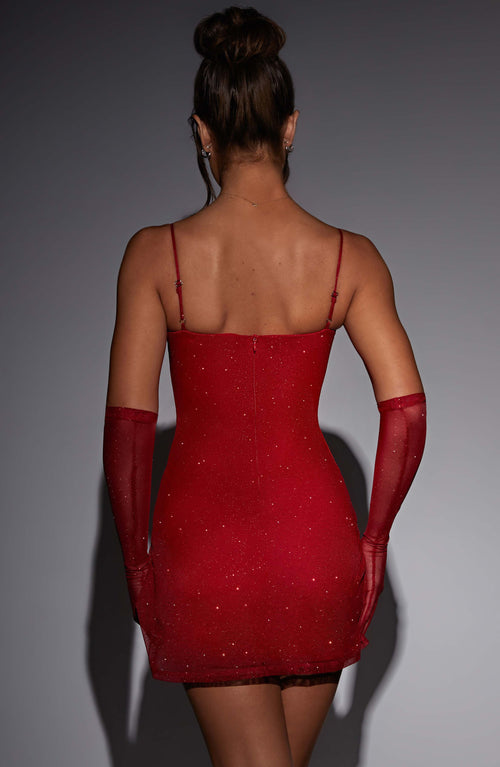 Pixie Mini Dress - Red Sparkle Dress Babyboo Fashion Premium Exclusive Design